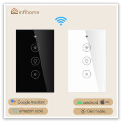 Smart Dimmer Switch, Touch Glass, Black/White, Neutral Wire Required [US]