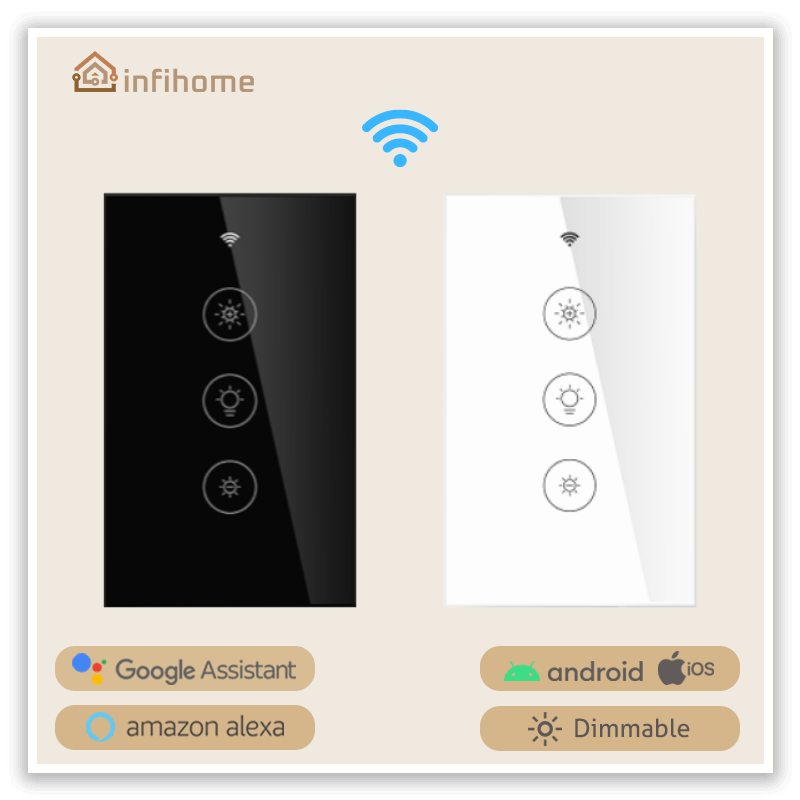 SmartDimmerSwitchTouchGlassBlack-WhiteNeutralWireMain