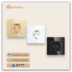 EU WiFi Smart Glass Panel Wall Socket (16A Outlet)