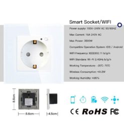 EU WiFi Smart Glass Panel Wall Socket (16A Outlet) - InfiHome