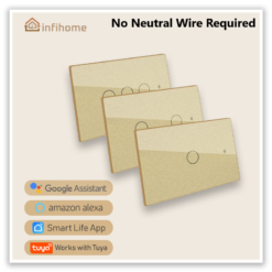 Smart Light Switch, Gold Touch Glass, No Neutral Wire Required [US]
